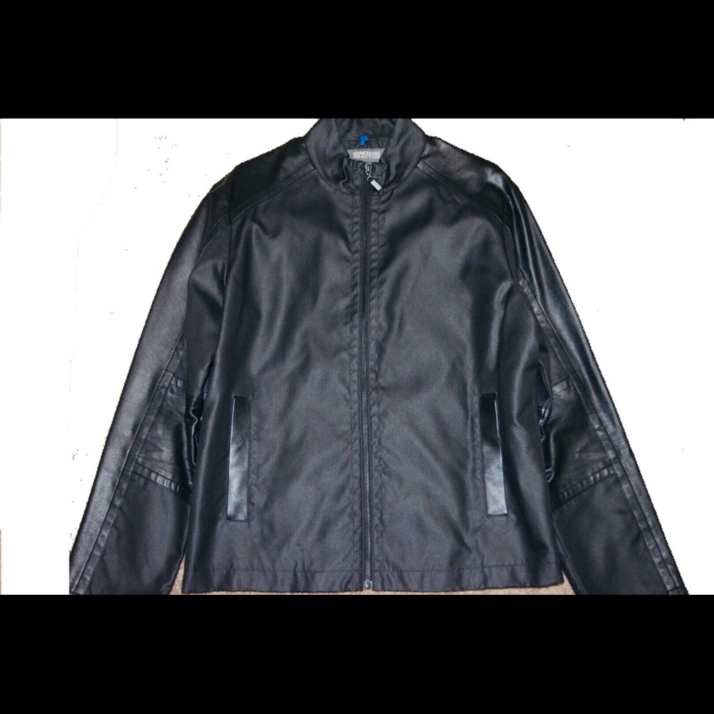 Black Biker Leather Jacket Full Zip